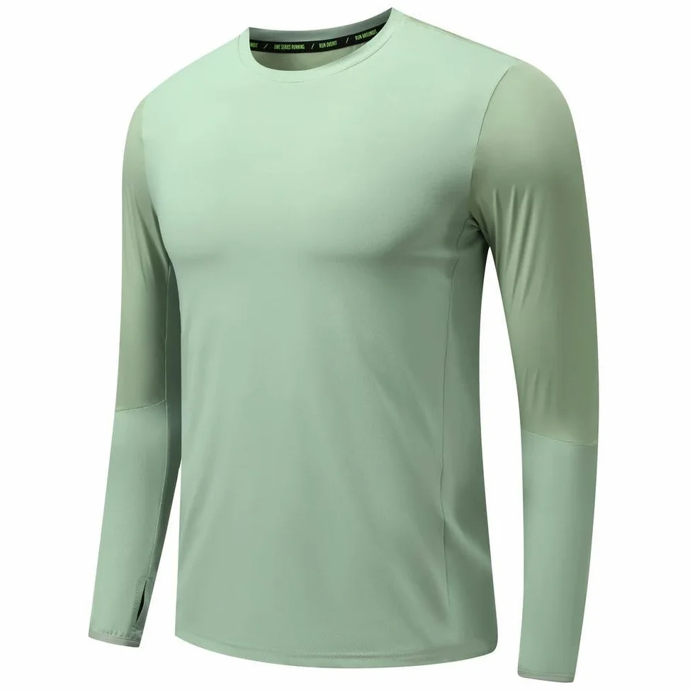GLDFW - Camisetas deportivas de manga larga para hombre, para correr, fútbol, senderismo, fitness, ciclismo, gimnasio, elásticas, transpirables