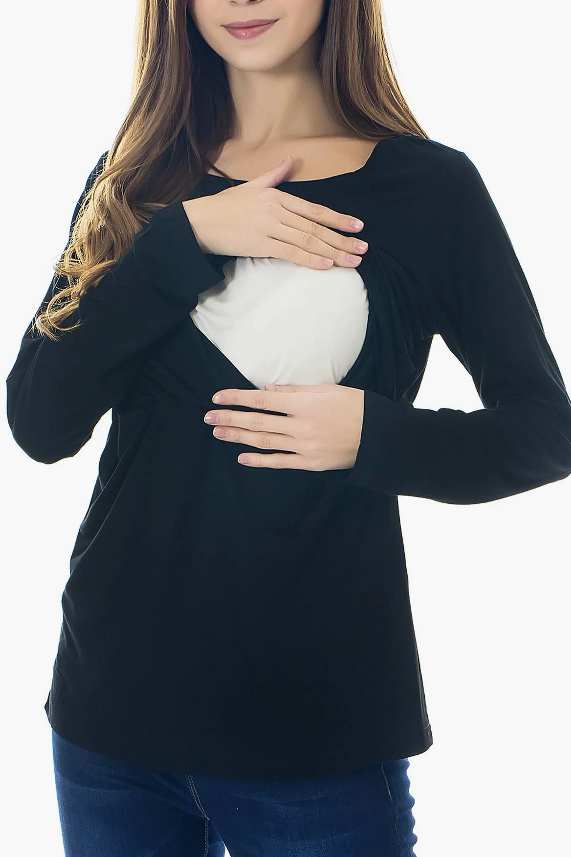 Smallshow - Camiseta de Lactancia para Mujer (Manga Larga) - - Medium