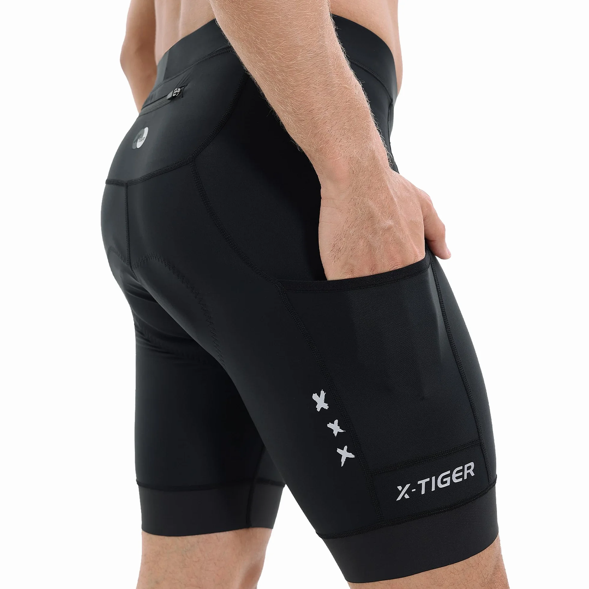 X-TIGER Culotte Ciclismo Hombre Acolchado Pantalon Cortos MTB Bicicleta Pantalones Secado Rápido Transpirable con 3 Bolsillos