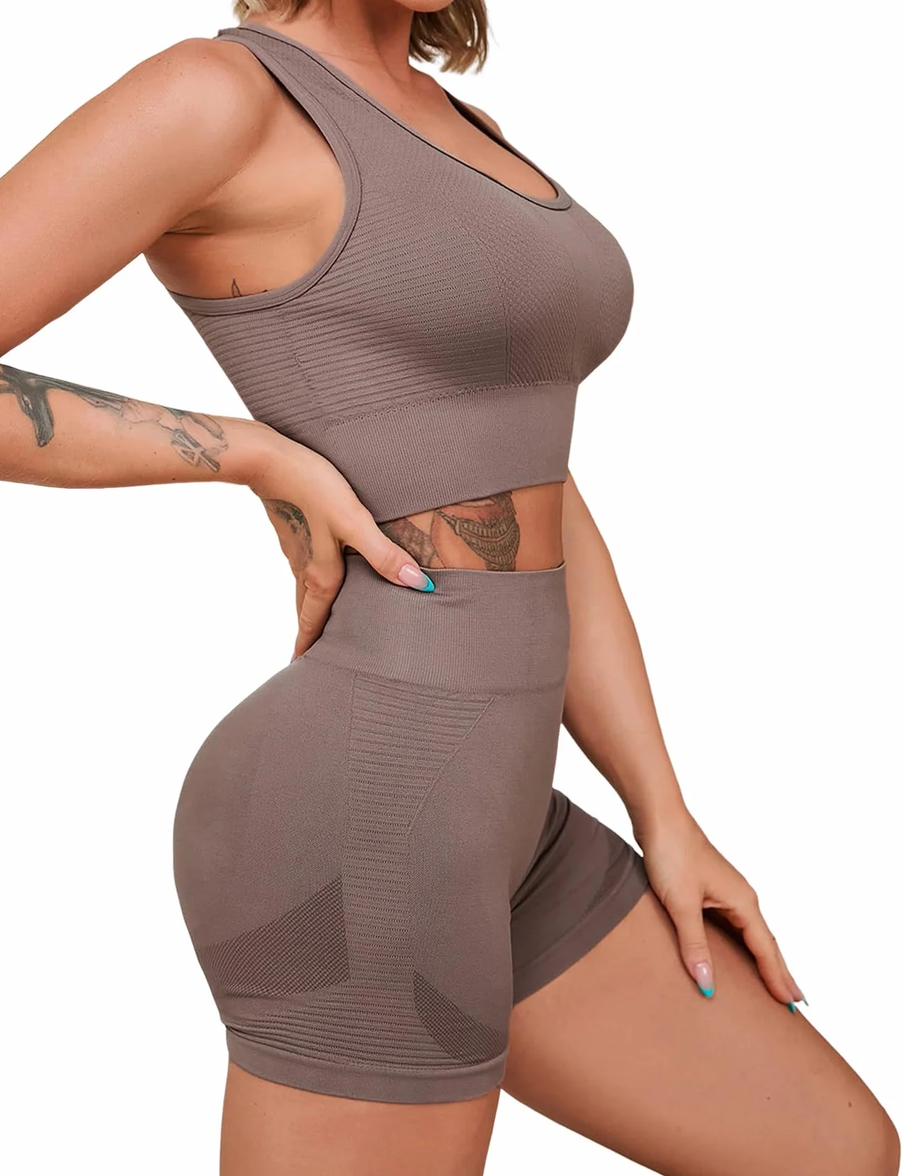 HANERDUN 2 Piezas Conjunto Deportivo Mujer Conjuntos Deporte Ropa Deportiva Yoga Gimnasio Verano