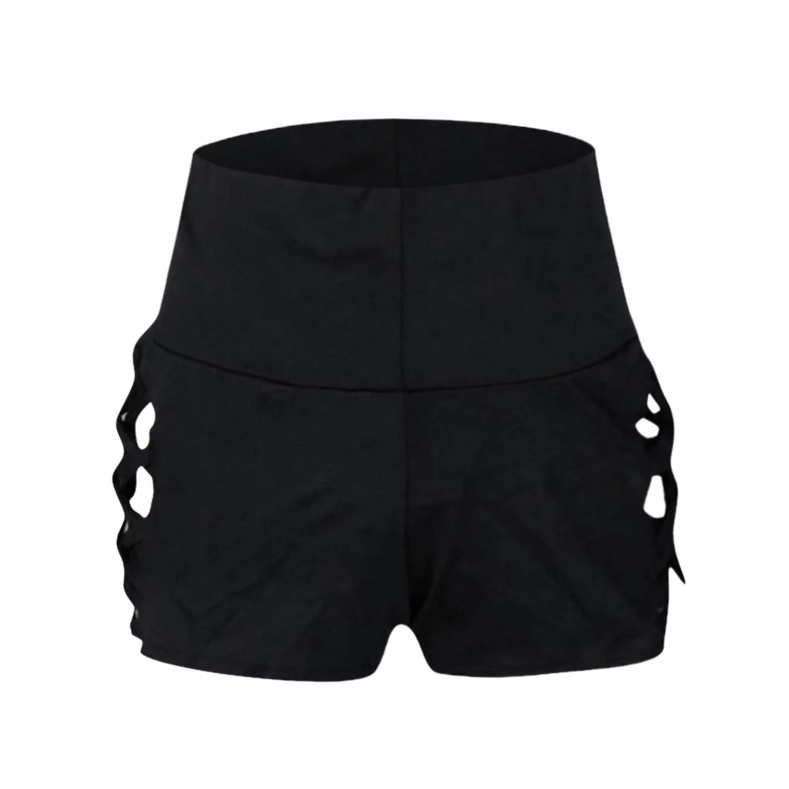 Pantalón corto Pole Dance mujer talle alto cortes cruzados laterales transpirable running Butt Lift