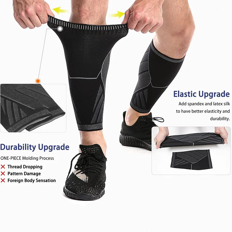 Mangas de Compresión para La Pantorrilla, Manga De Soporte para Dolor en Las Espinillas, Mallas Pantorrilleras Compresivas para Circulación, Deporte, Running, Trabajo (único, L)