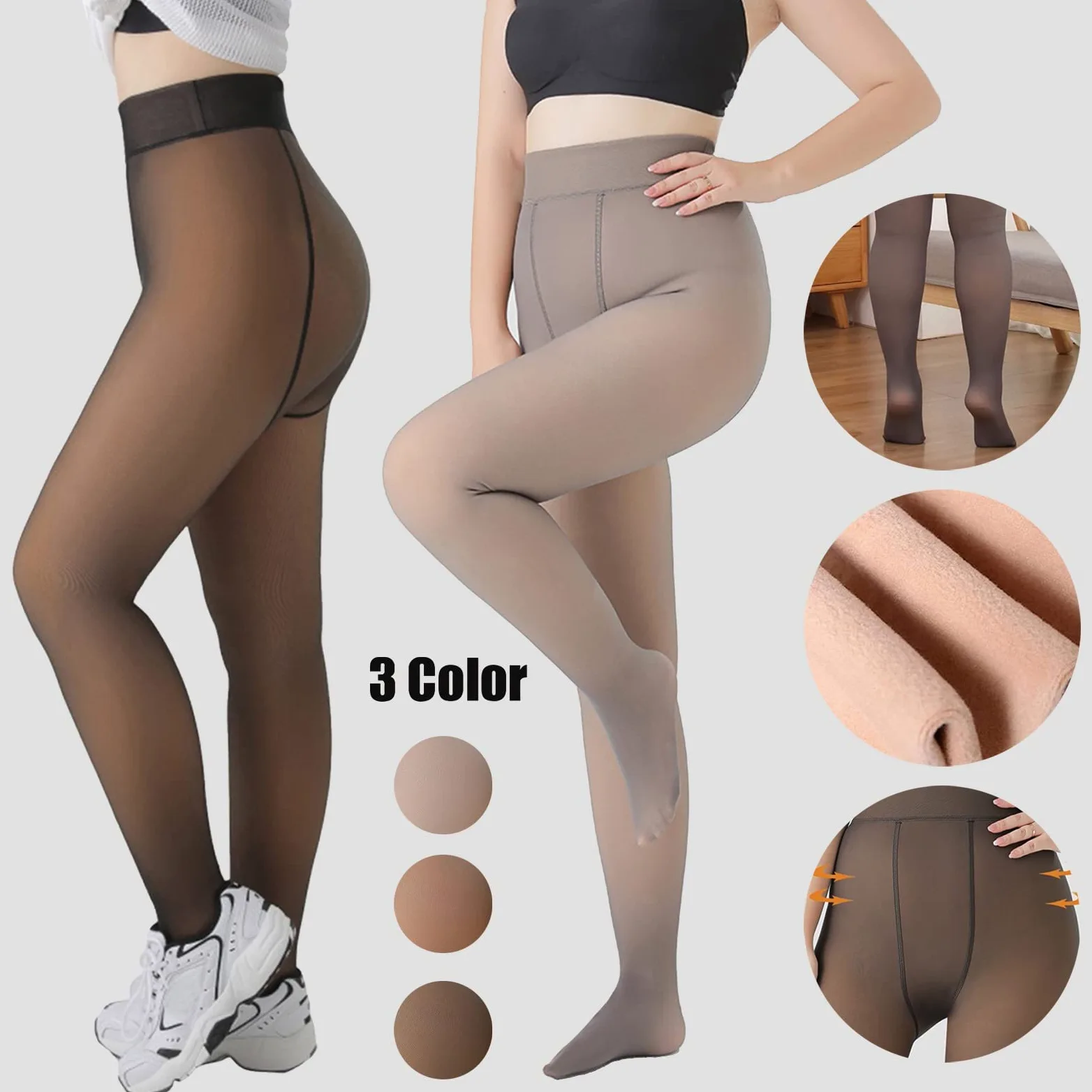 MJGkhiy Medias forradas de forro polar para mujer efecto velado Tights calcetines afelpados Curvy medias térmicas de forro polar cintura alta elegantes pantalones cálidos elásticos calcetines cálidos