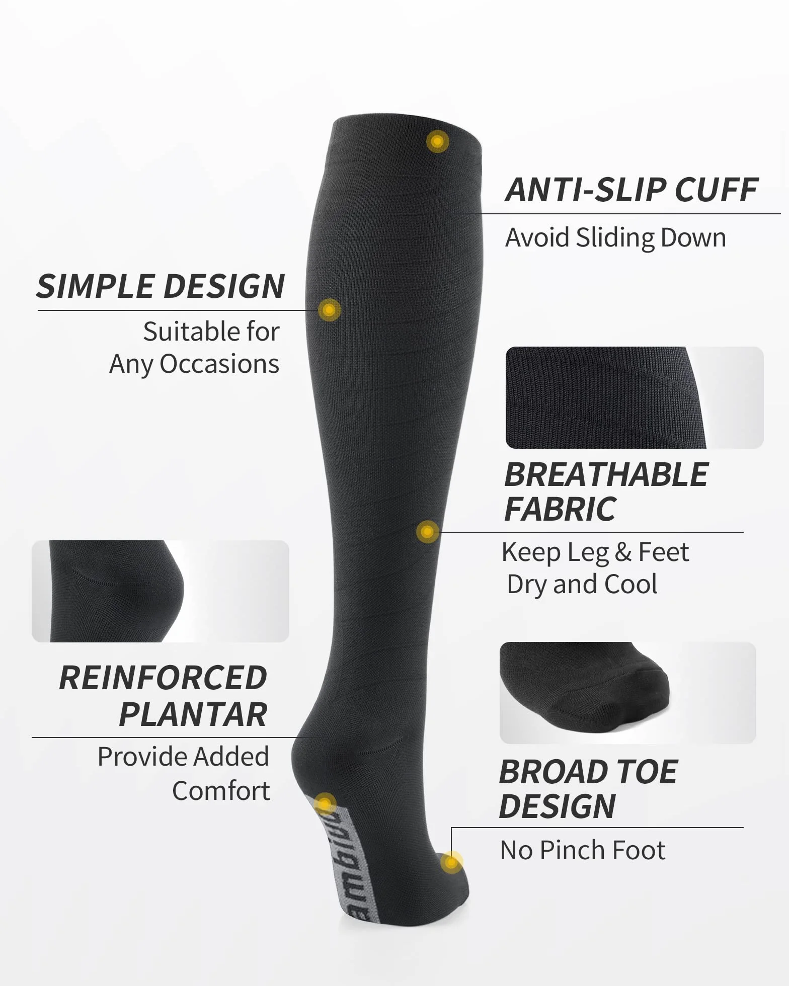 CAMBIVO Medias de Compresion 3 Pares Calcetines Compresivas para Running Deporte Ciclismo