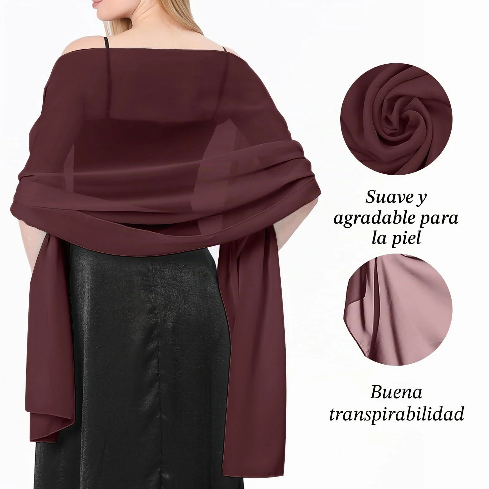 Chal Seda Chiffon Mujer Bufanda Pañuelo Moda Boda Fiesta