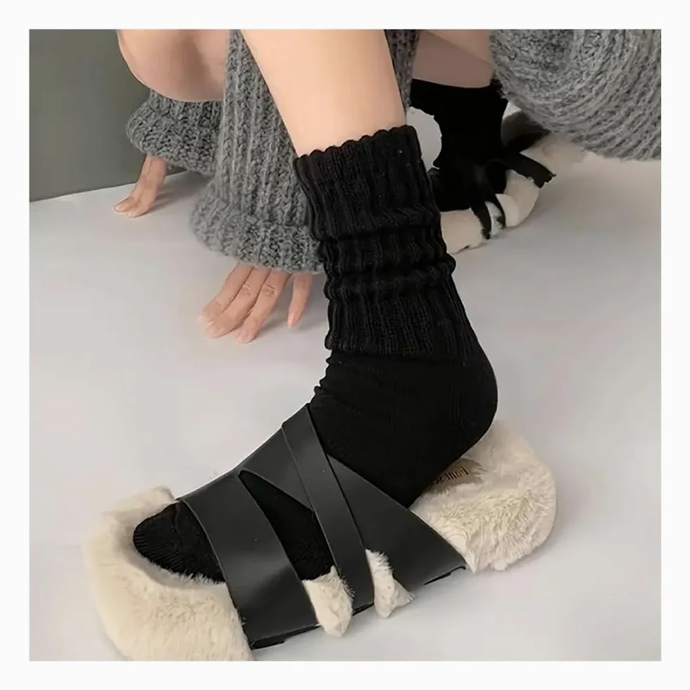 6 pares de calcetines de media pantorrilla gruesos de punto térmico para mujer, bonitos calcetines largos sueltos holgados para primavera, otoño e invierno