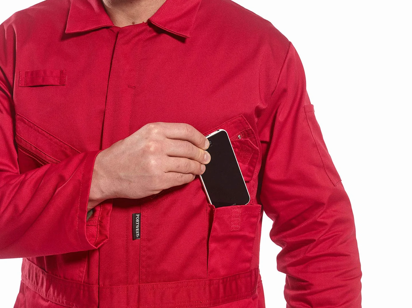 Portwest Mono Liverpool Con Cremallera, Tamaño: XL, Color: Rojo, C813RERXL