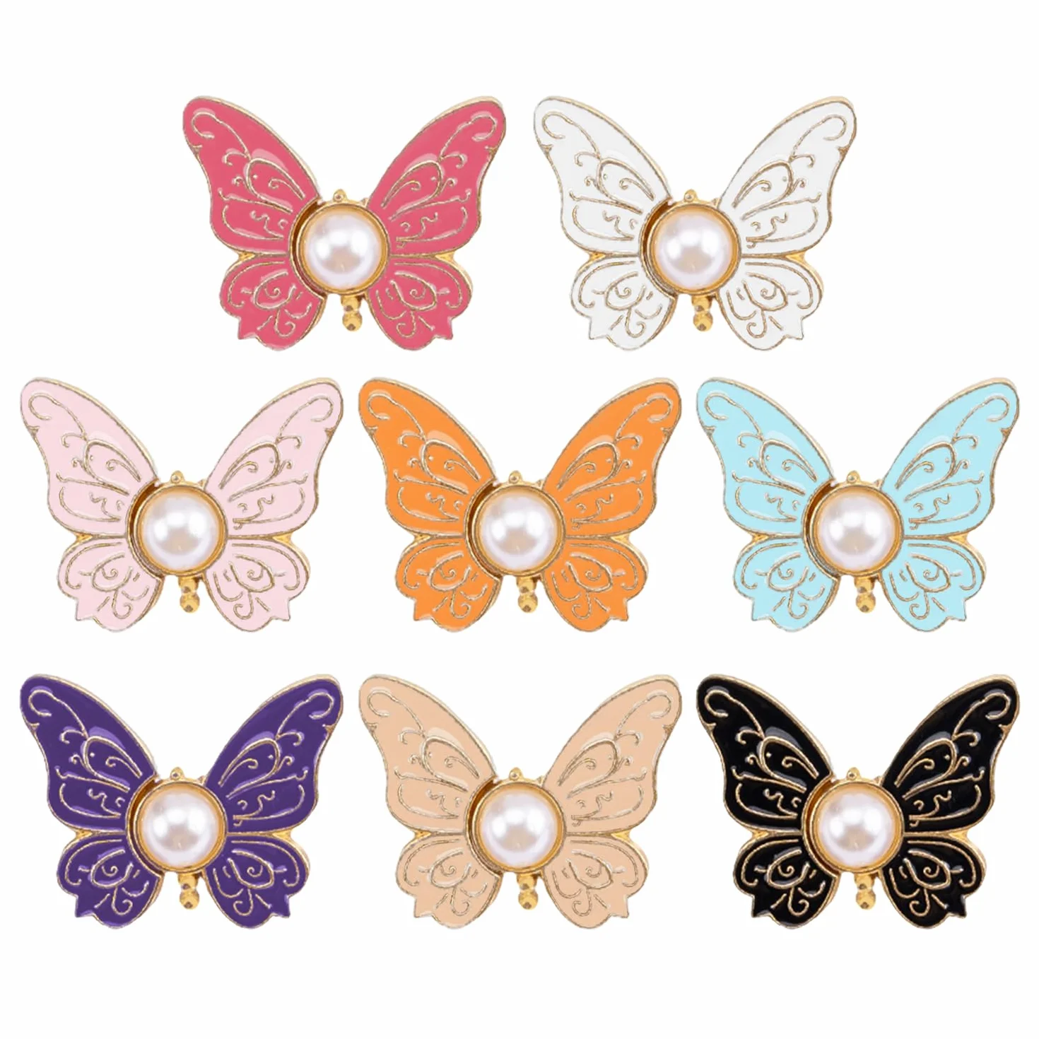 8 Pares De Hebillas De Cintura En Forma De Mariposa, Accesorios De Ajuste De La Ropa, Decoración del Cinturón De Vestir, Piezas A Juego para El Uso Diario De Las Mujeres.
