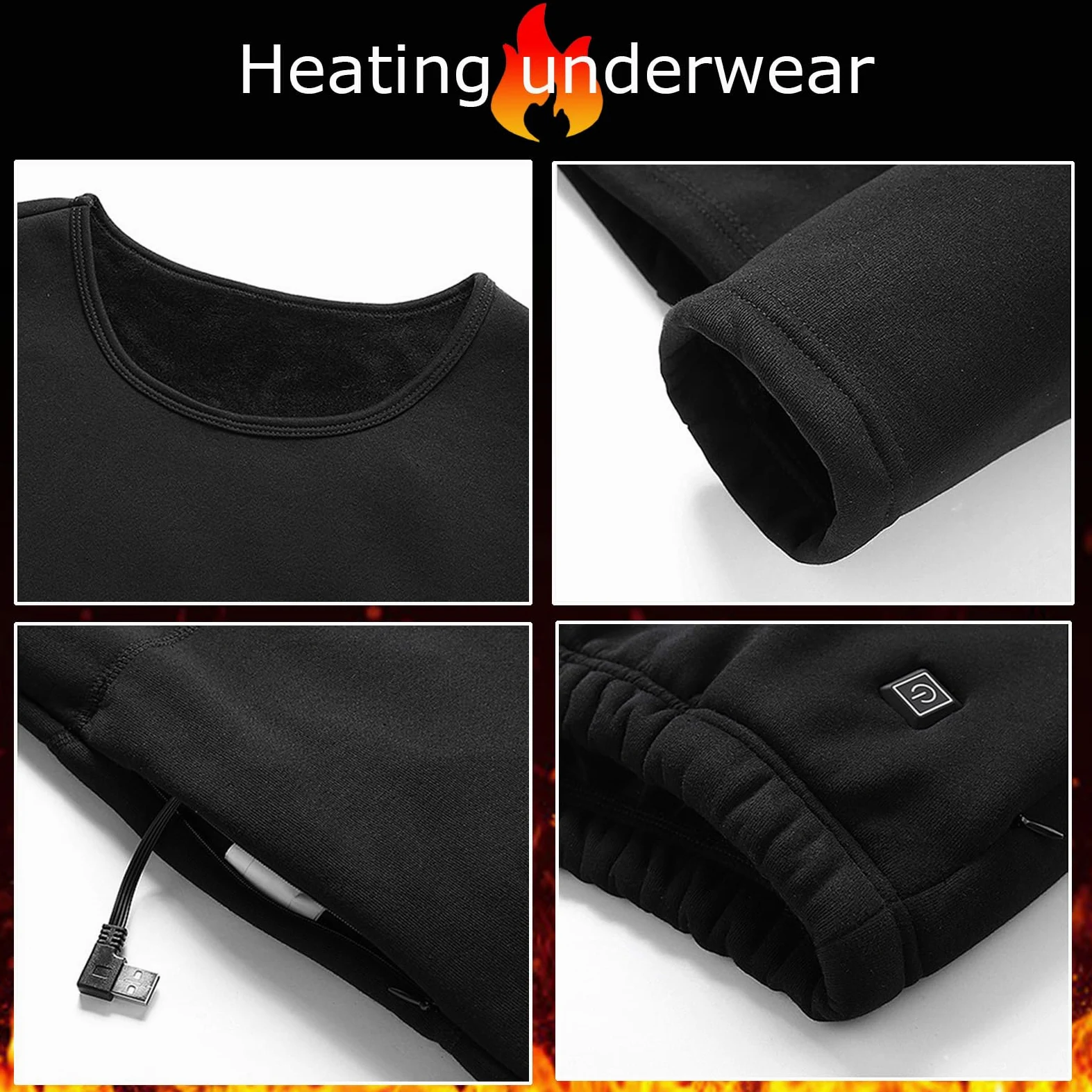 Ropa Interior térmica térmica eléctrica con batería, Hombres, Mujeres, Ropa calefactada USB Inteligente y Pantalones para inviernos al Aire Libre
