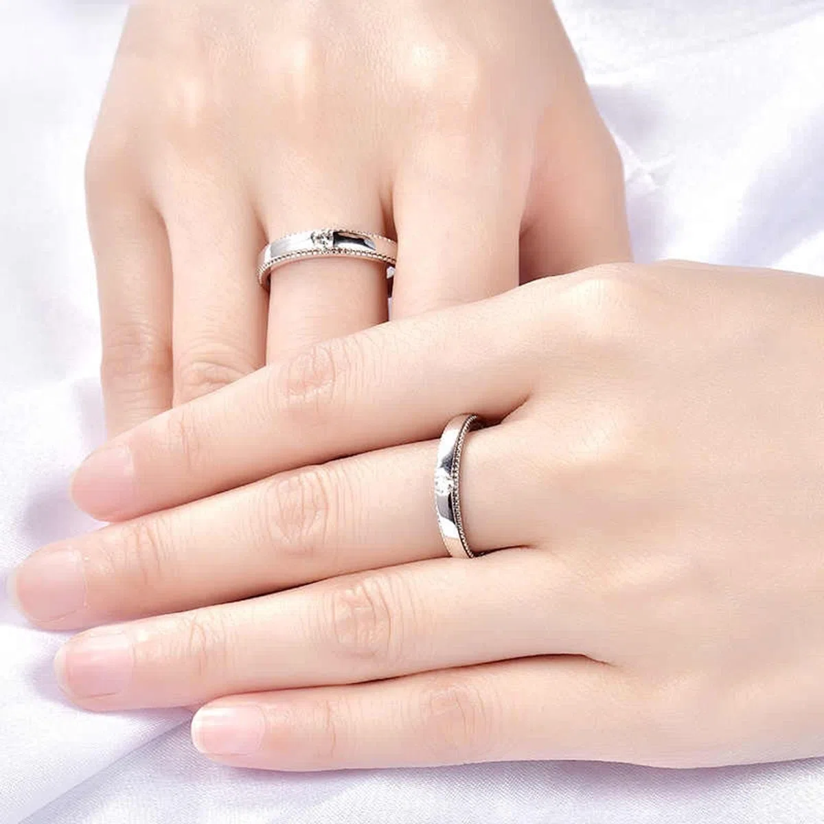 Anillo de compromiso para hombre de platino con diamante blanco de 0,13 quilates, de plata Pt950, talla 54 (17,2)