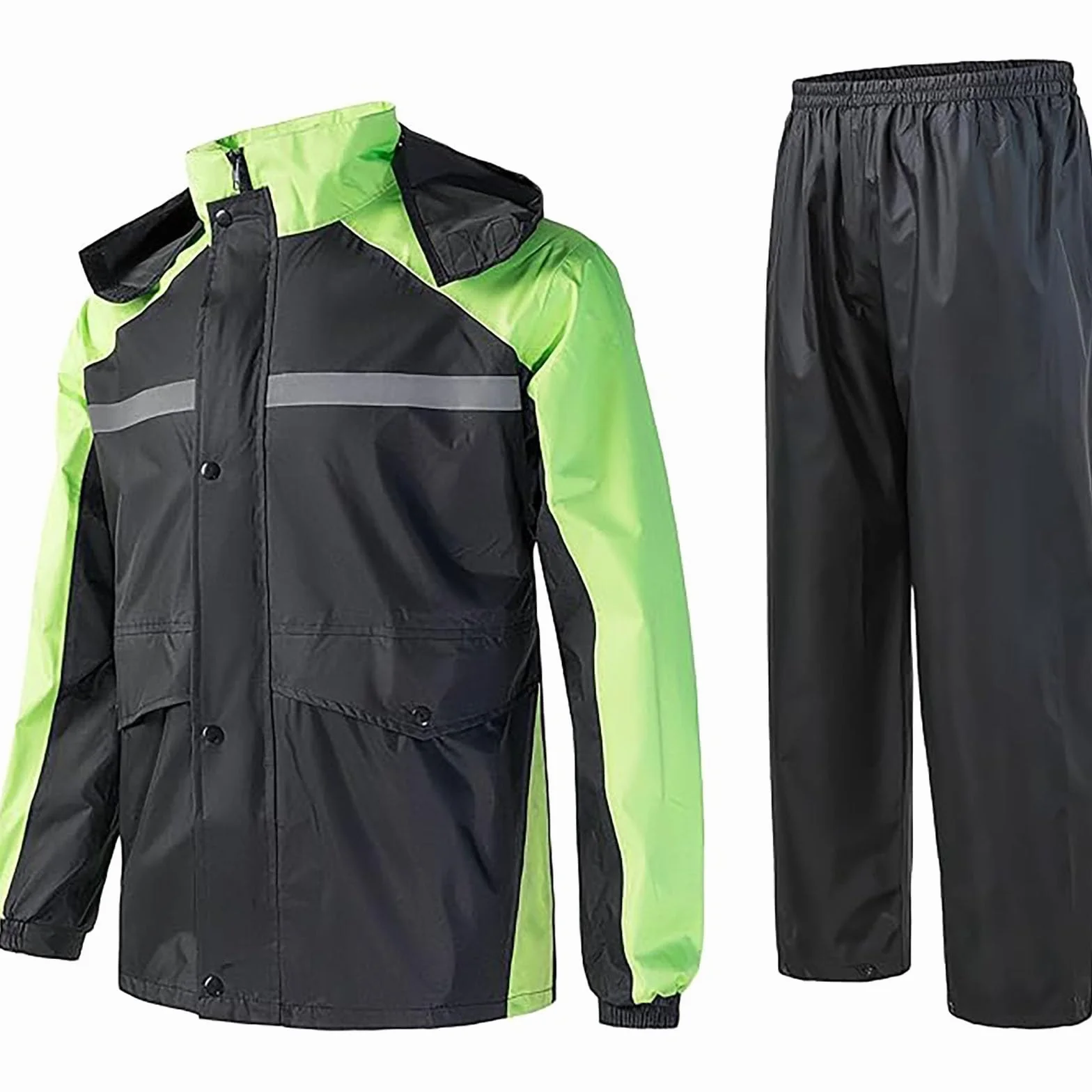 Genérico Traje de lluvia para hombre, chaqueta y pantalones reflectantes, impermeable para ciclismo al libre y motocicleta con capucha