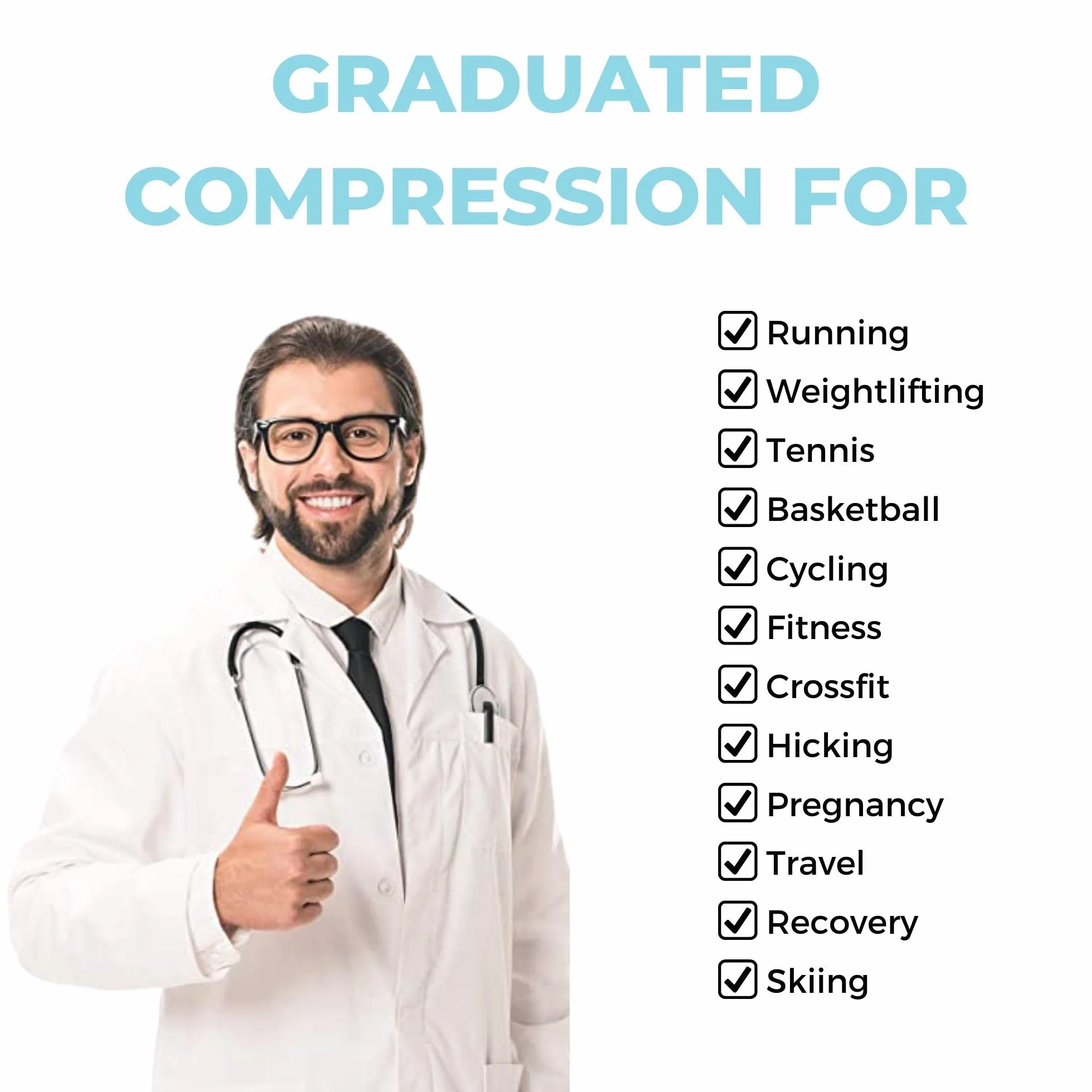 Medias de Compresión 20-30mmHg para Mujeres y Hombres, Calcetines Deportivos para Running, Ciclismo, Viaje