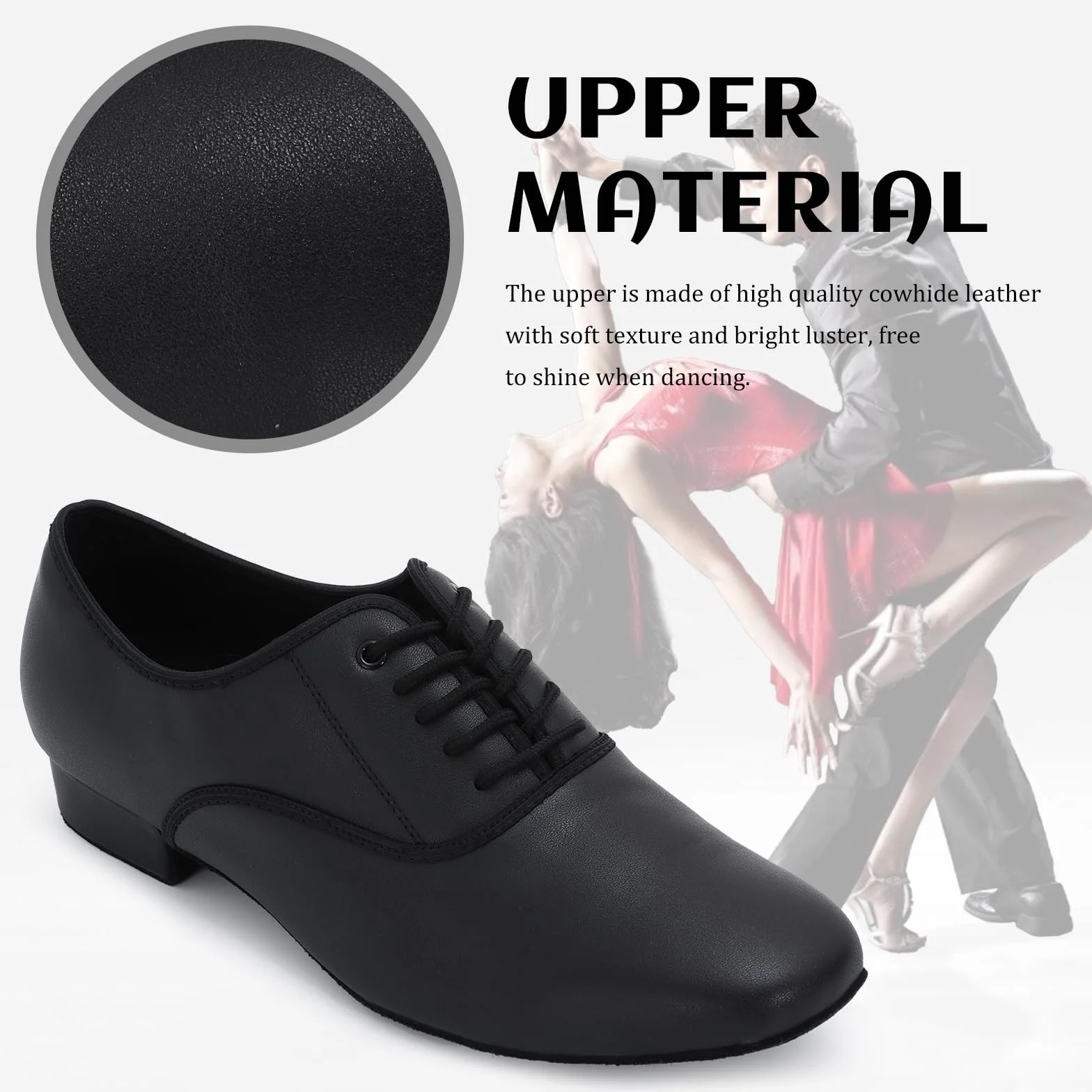 Zapatos de Baile Latino Hombre de Tacón Bajo Práctica Danza Zapatos 2.5 cm, Negro