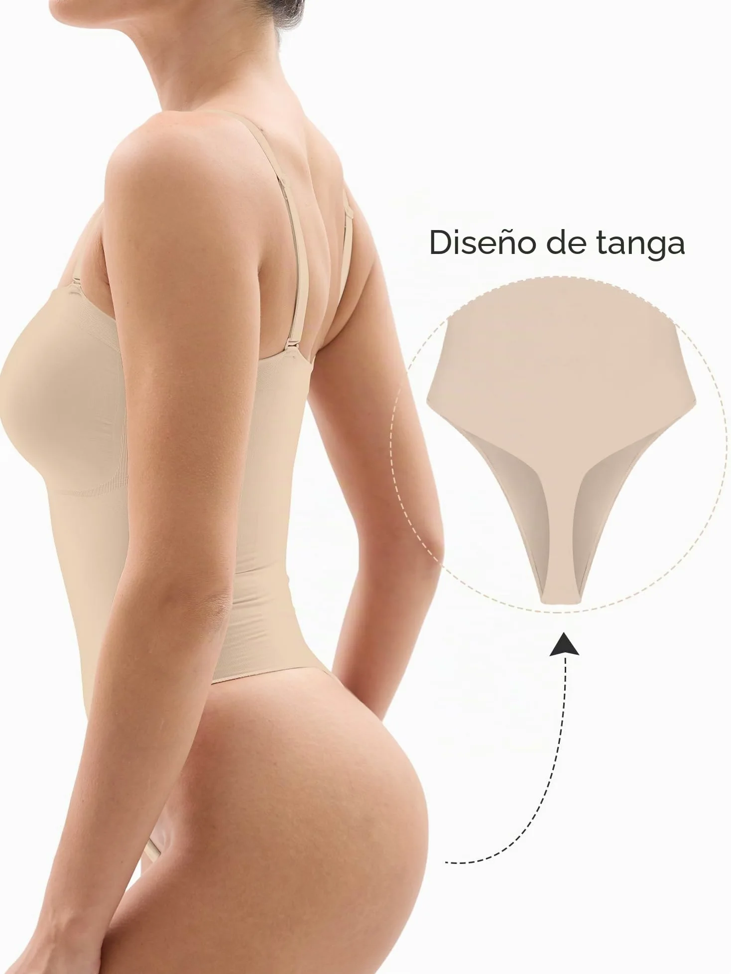 SHAPERX Body Reductor Mujer Sin Tirantes Bodies Moldeadores Adelgazante Shapewear Bodysuit Control de Abdomen Body Shaper Tanga Posparto, UK-SZ5216-Beige-2XL/3XL