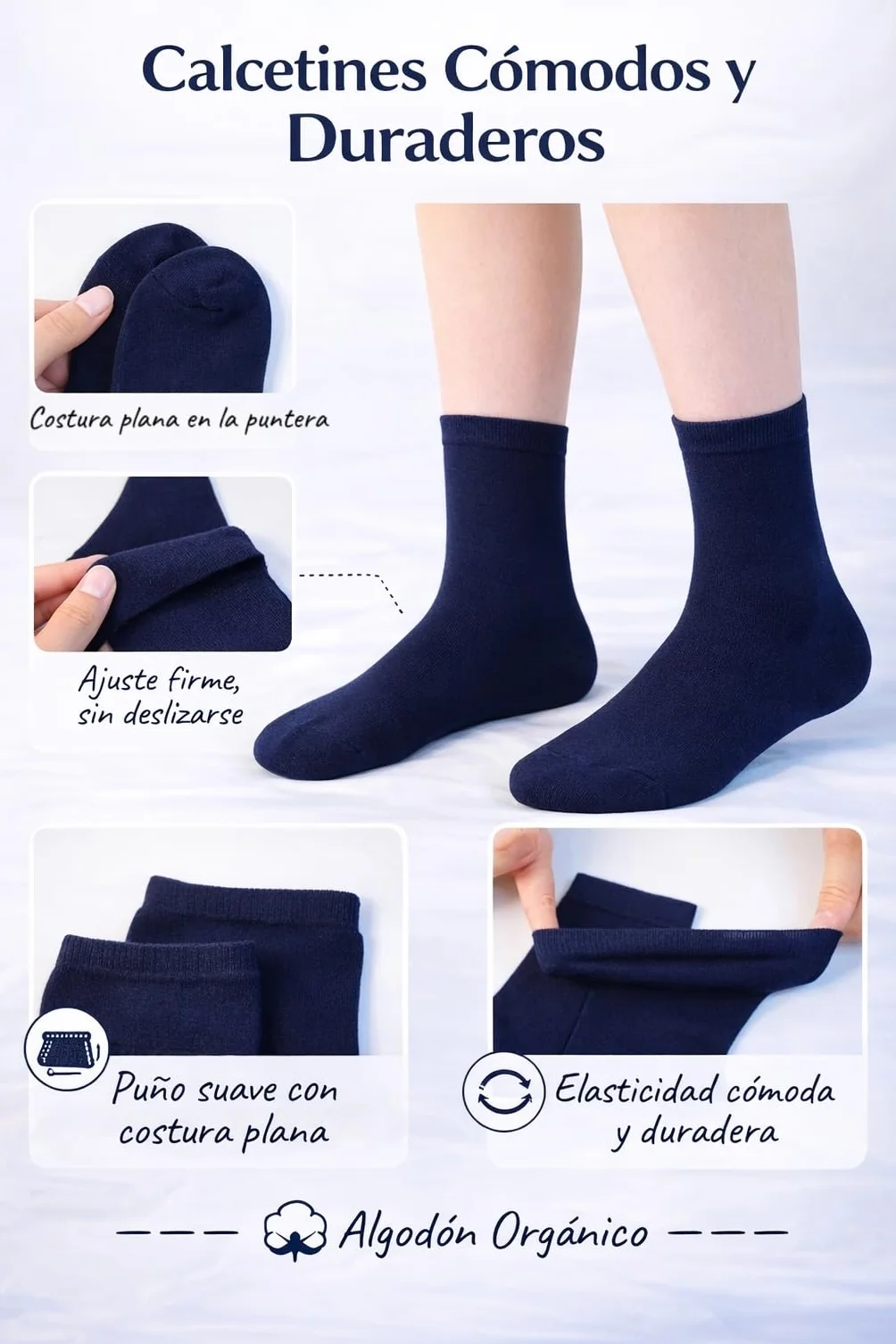 CYS Calcetines 6 Pares Cortos Colegio Uniformes Escolares Alto Algodón Para Niños Niñas Infantiles Pack de 6 Pares