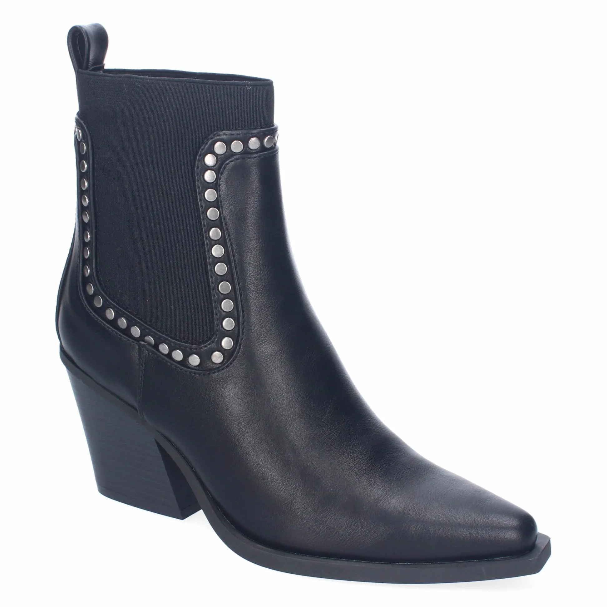shoes&blues.es Botines de Tacon para Mujer, Estilo Cowboy, Elegantes, Diseno Moderno con Tachuelas, Comodas, Material Elastico y Punta Fina.