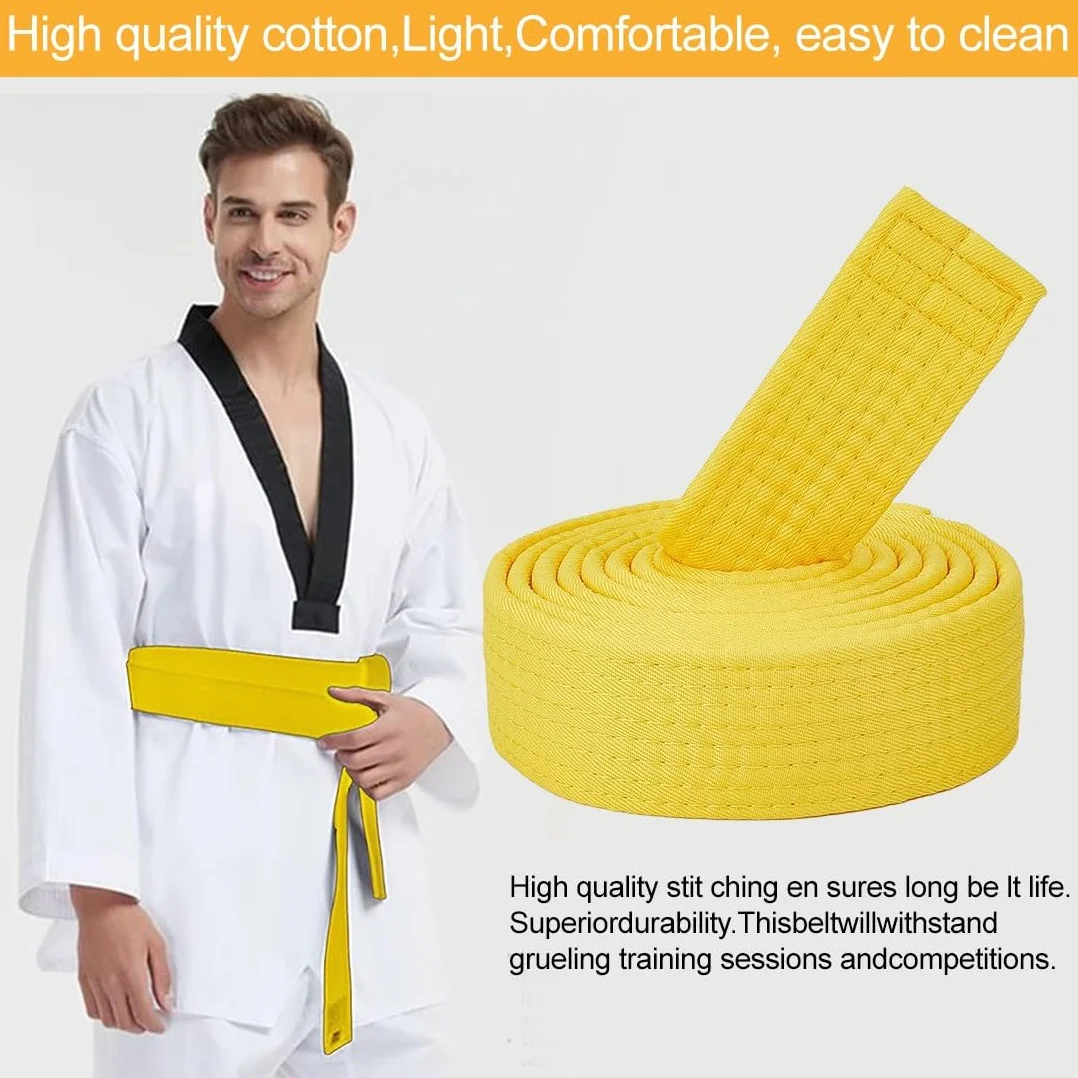 JEYORZY 240cm Cinturón Judo Karate Taekwondo Aikido Artes Marciales Tela Gruesa Adultos Niños Amarillo