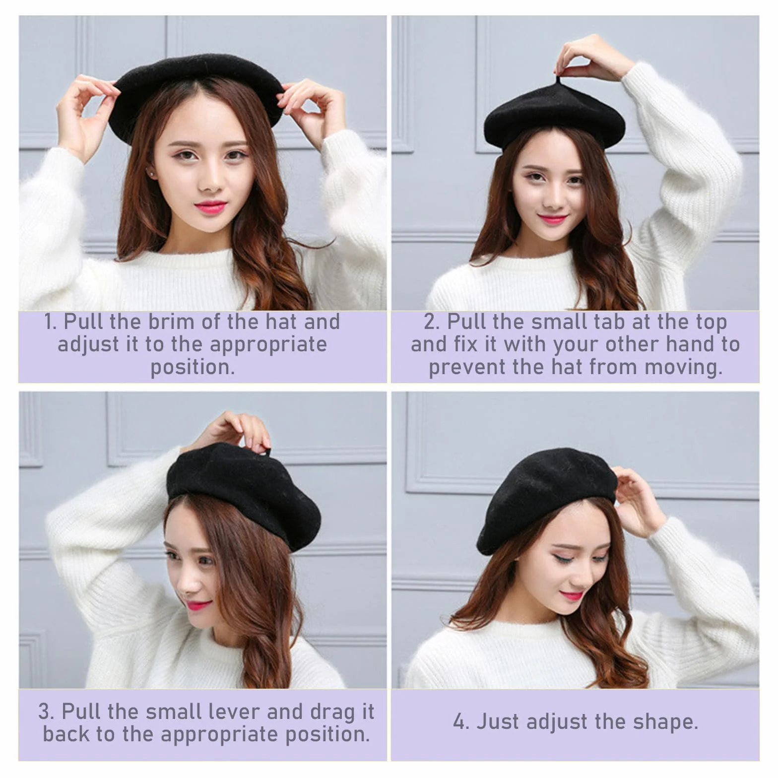 JSTHHTT 3 Piezas Boina Clásica Francesa, Beret de Lana para Mujer y Niña, Sombrero de Pintor Elegante y Vintage para Invierno