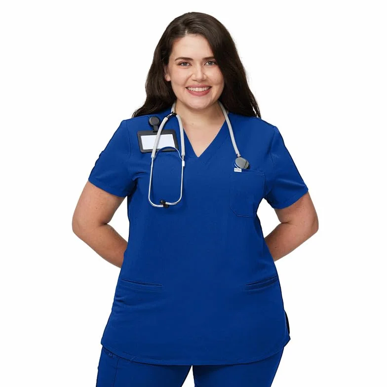 Kitmaz Uniforme Médico Para Mujeres - Camisas Elásticas Suaves con Escote en V y 3 Bolsillos