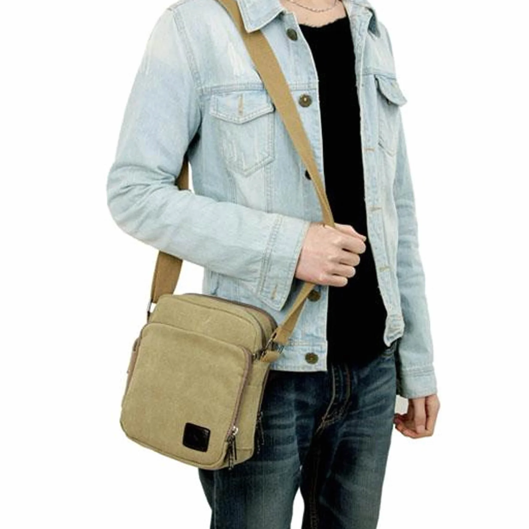 Bolso Bandolera Hombre Pequeñas Bolsos de Tela Vintage Messenger Bag para Colegio Bolsa de Lona Universidad Libro Bolsos Originales Bolsas de Viaje Sport Bag
