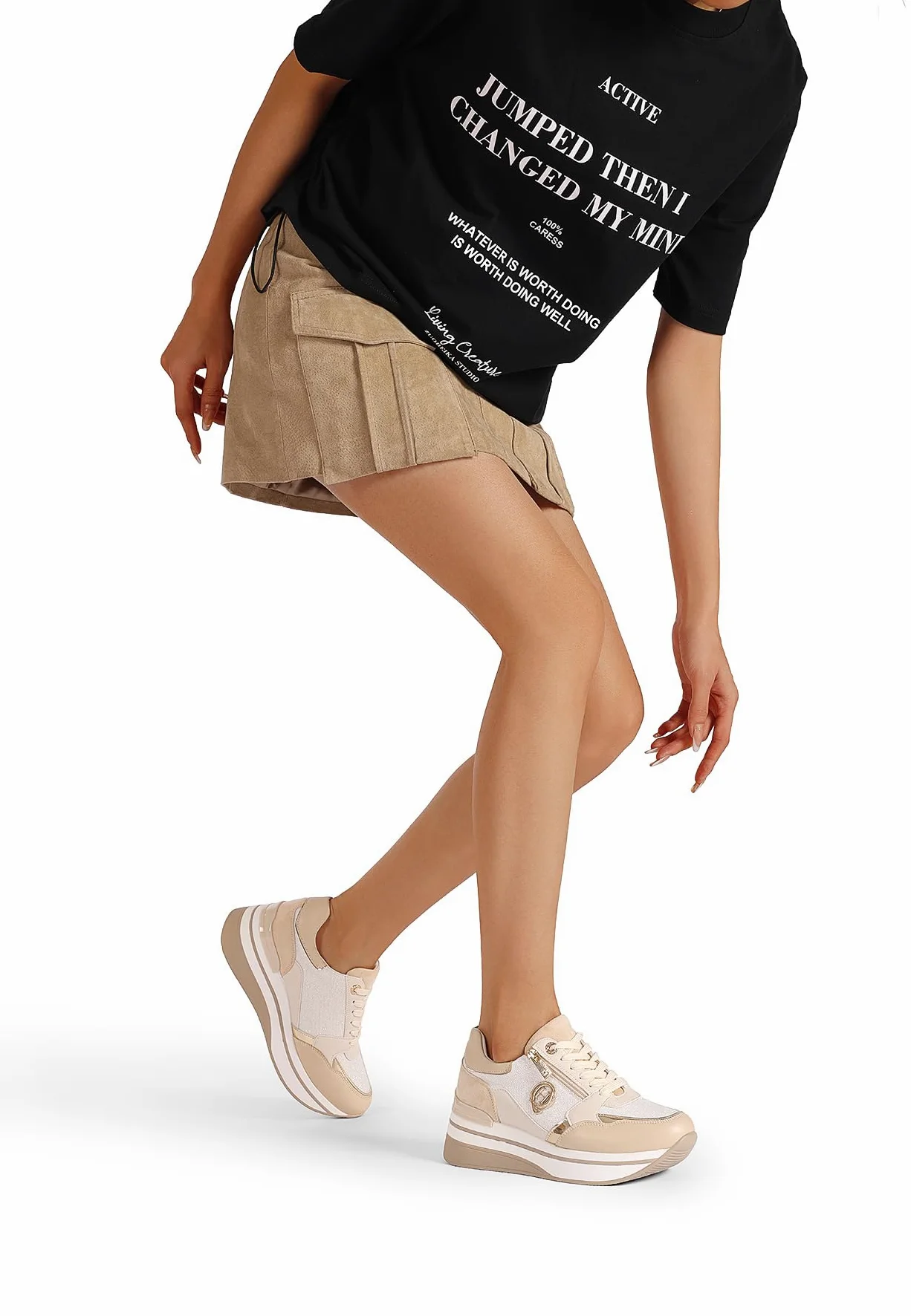 QUEEN HELENA Zapatillas con Cuña Zapatillas de Deporte Altas Casual Mujer X32-15