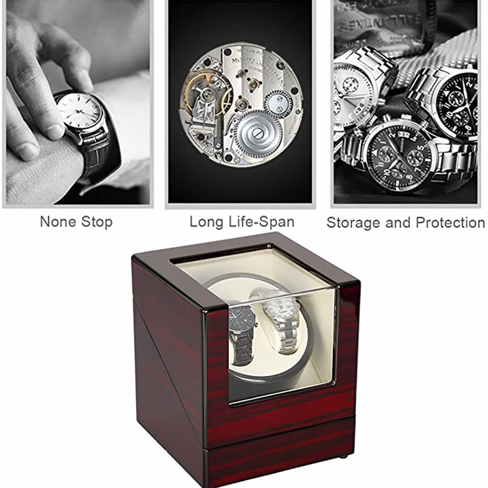 Uten Caja Giratoria Automática para Relojes, Watch Winder de Madera con Motor Silencioso