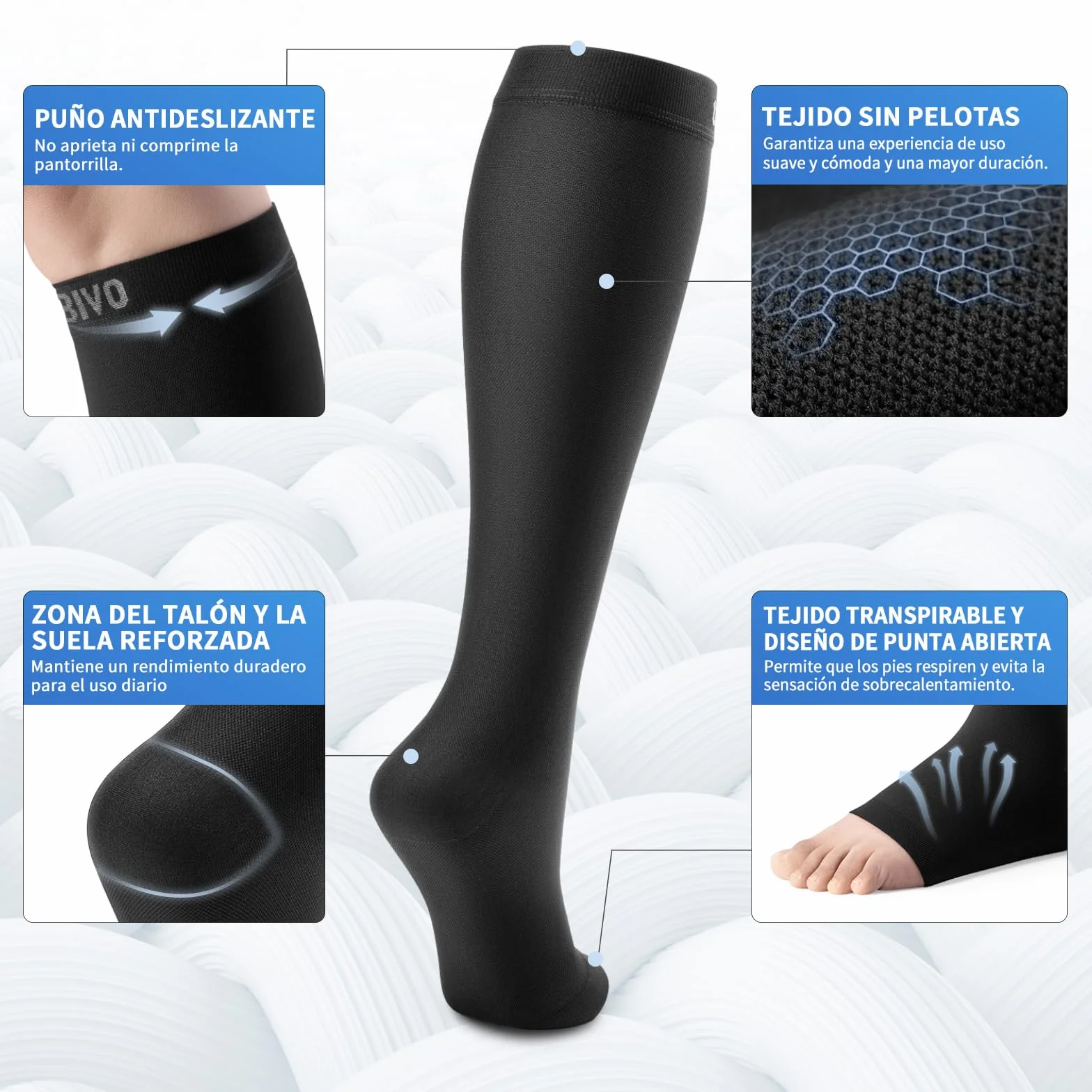 CAMBIVO Medias de Compresión 20-30 mmHg Clase 2, Calcetines Compresion para Varices, Circulacion Piernas