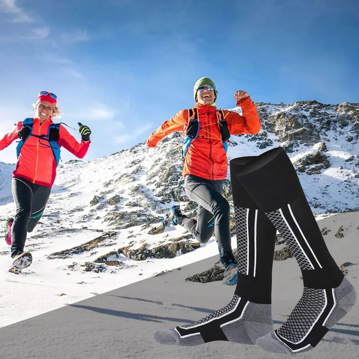 Calcetines de Esquí TérmicosCalcetines Altos De Compresión Para Snowboard Calcetines Termicos Frio Extremo Gruesos Hasta La Rodilla Para Clima Frío