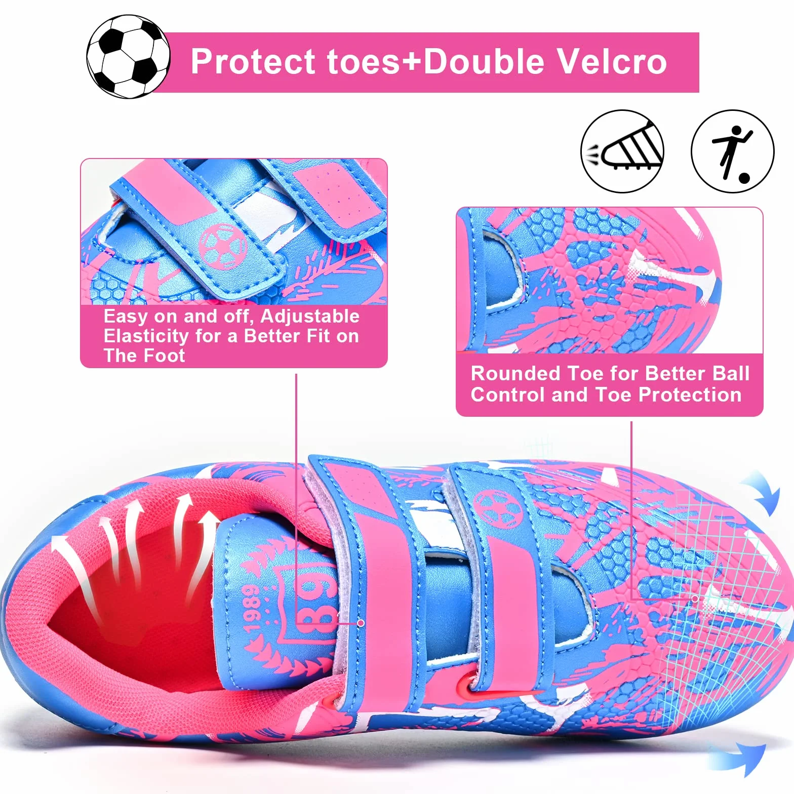 Botas Fútbol Niños Antideslizante Césped Artificial Tacos Zapatillas 28-37EU