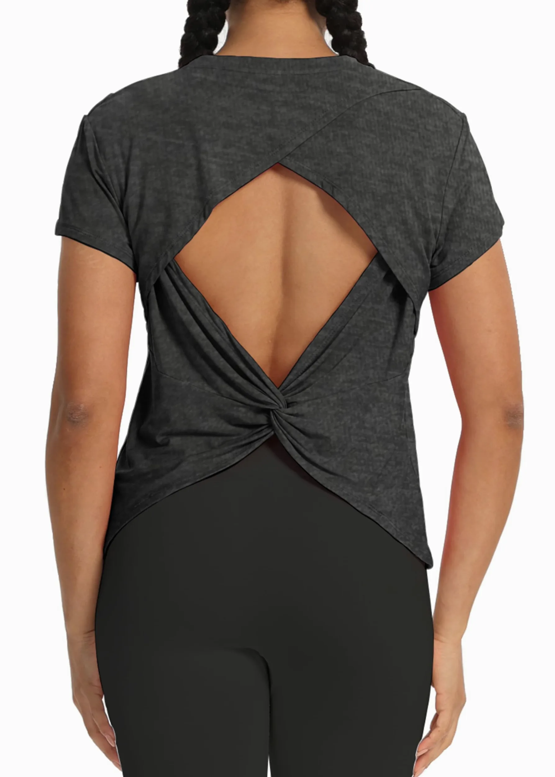 Bestisun Camiseta corta para mujer, camiseta deportiva con espalda cruzada, camisetas recortadas