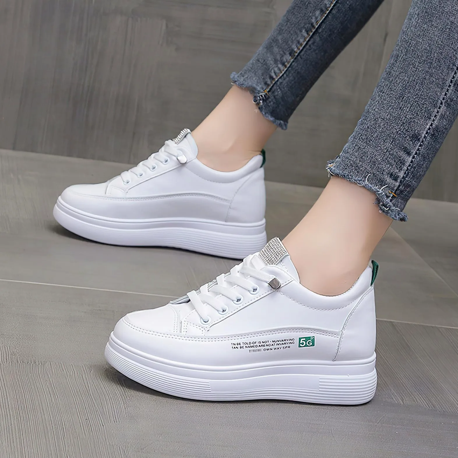 rismart Mujer Oculto Cuña Plataforma Zapatillas Cordones Elásticos Malla Transpirable Casual Zapatos