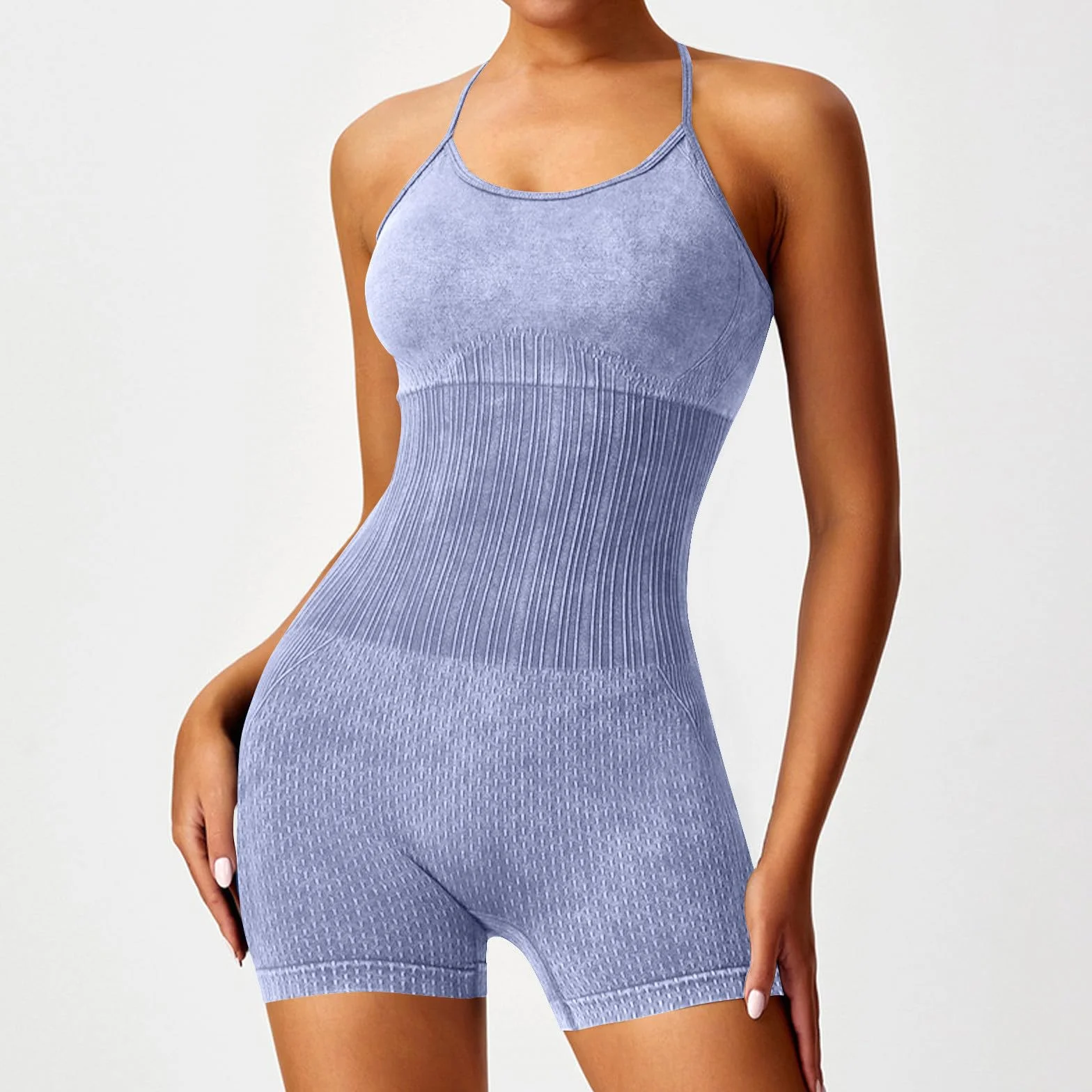 Mono Corto Deportivo Mujer sin Costuras Jumpsuit Sexy Elástico Overol Yoga Fitness Romper