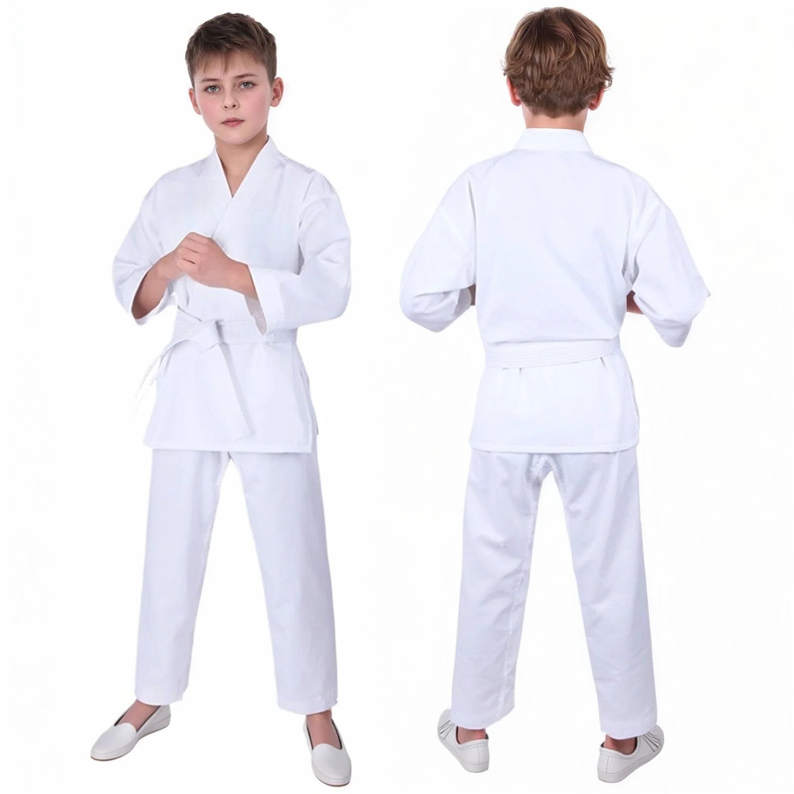 Conjunto de entrenamiento de karate completo para niños con cinturón y pantalones