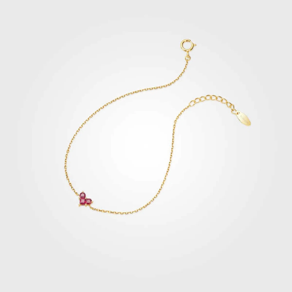 Pulseras de oro para mujer, pulsera de cadena de oro amarillo con rompecabezas de rubí de corazón de 0,21 quilates