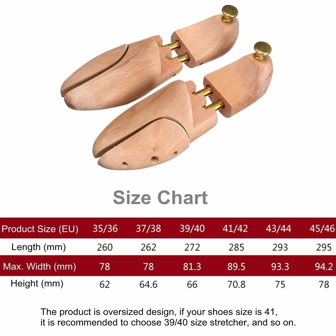 Horma para Ensanchar Zapatos Zapato de Madera Ajustable Árboles de 1 par de Zapatos de Madera Camilla de árbol Shaper Keeper Anti-Arruga 35-46/5-12/3-11.5 Hormas para Zapatos