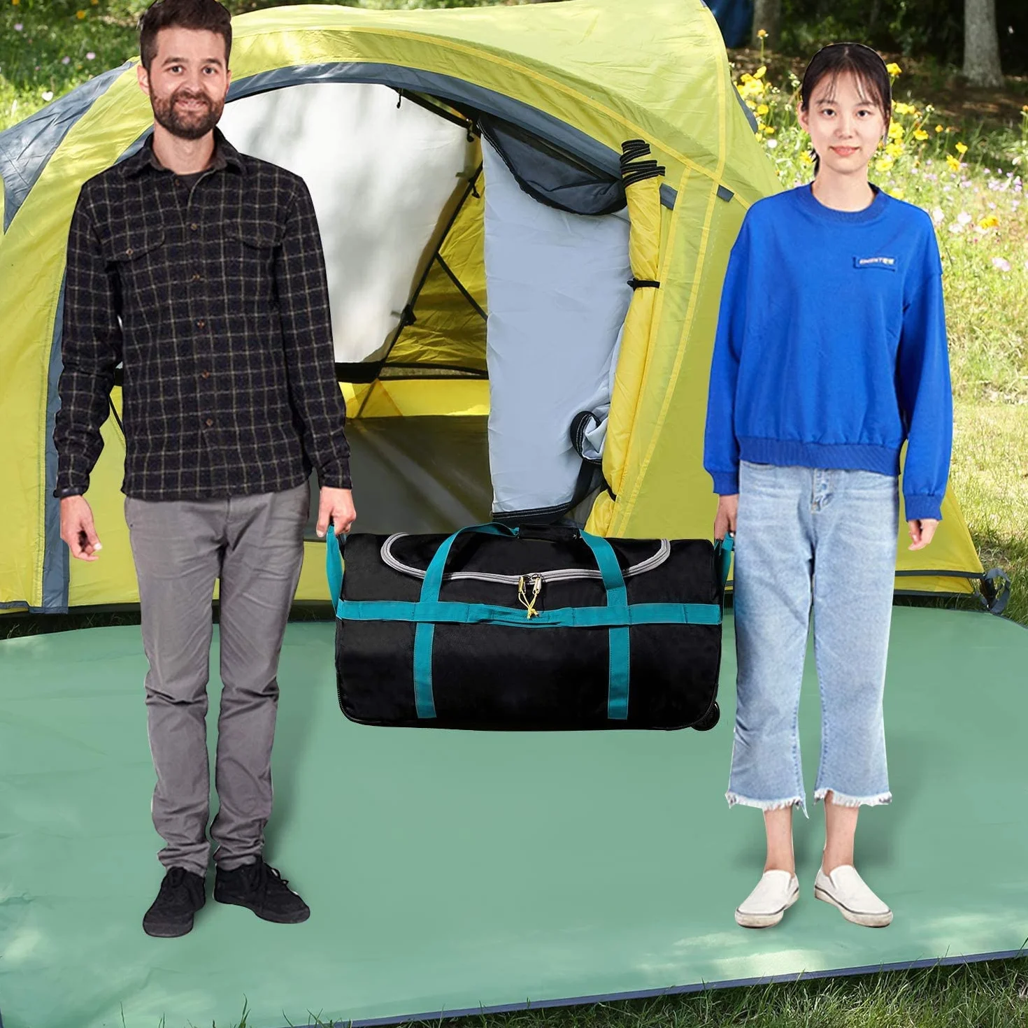 Bolsa de viaje grande con ruedas, plegable, portátil, versátil, Black-85l, 85 Liter, Clásico | Bolsa de viaje para vacaciones, viajes, acampada o fin de semana, resistente, resistente