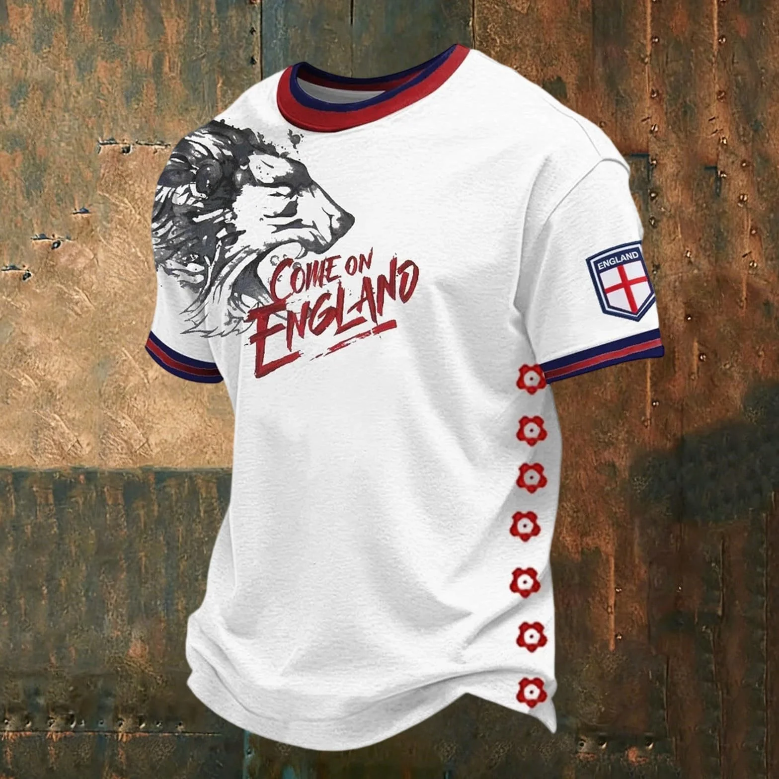 Camisetas Futbol,Camiseta De Aficionado Al FúTbol De Inglaterra para: CóModa Camiseta De Manga Corta Que Apoya A La SeleccióN Nacional De Inglaterra Camiseta Informal De Mezcla