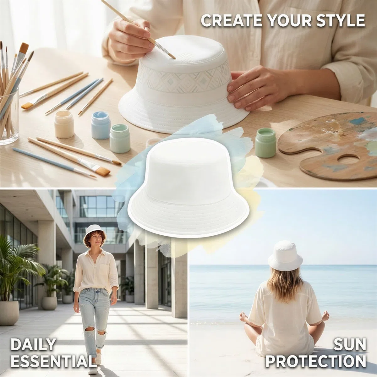 12 sombreros de pescador, unisex, de algodón, unisex, para hombres y mujeres, gorras de pesca plegables transpirables, de ala ancha, para viajes, playa, manualidades