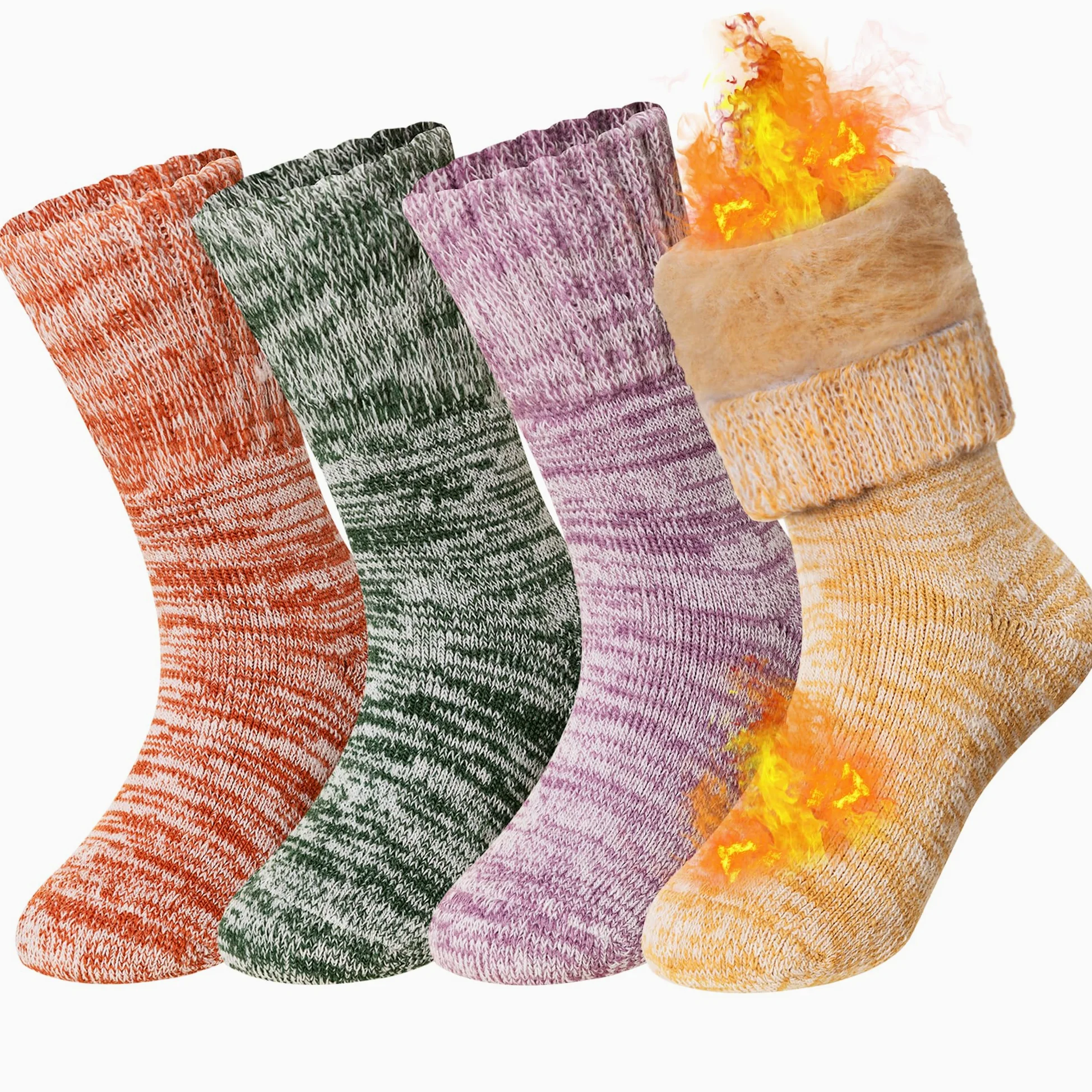 Calcetines térmicos de senderismo para niños, gruesos, suaves, cálidos, térmicos, para snowboard, niños y niñas, 4 pares