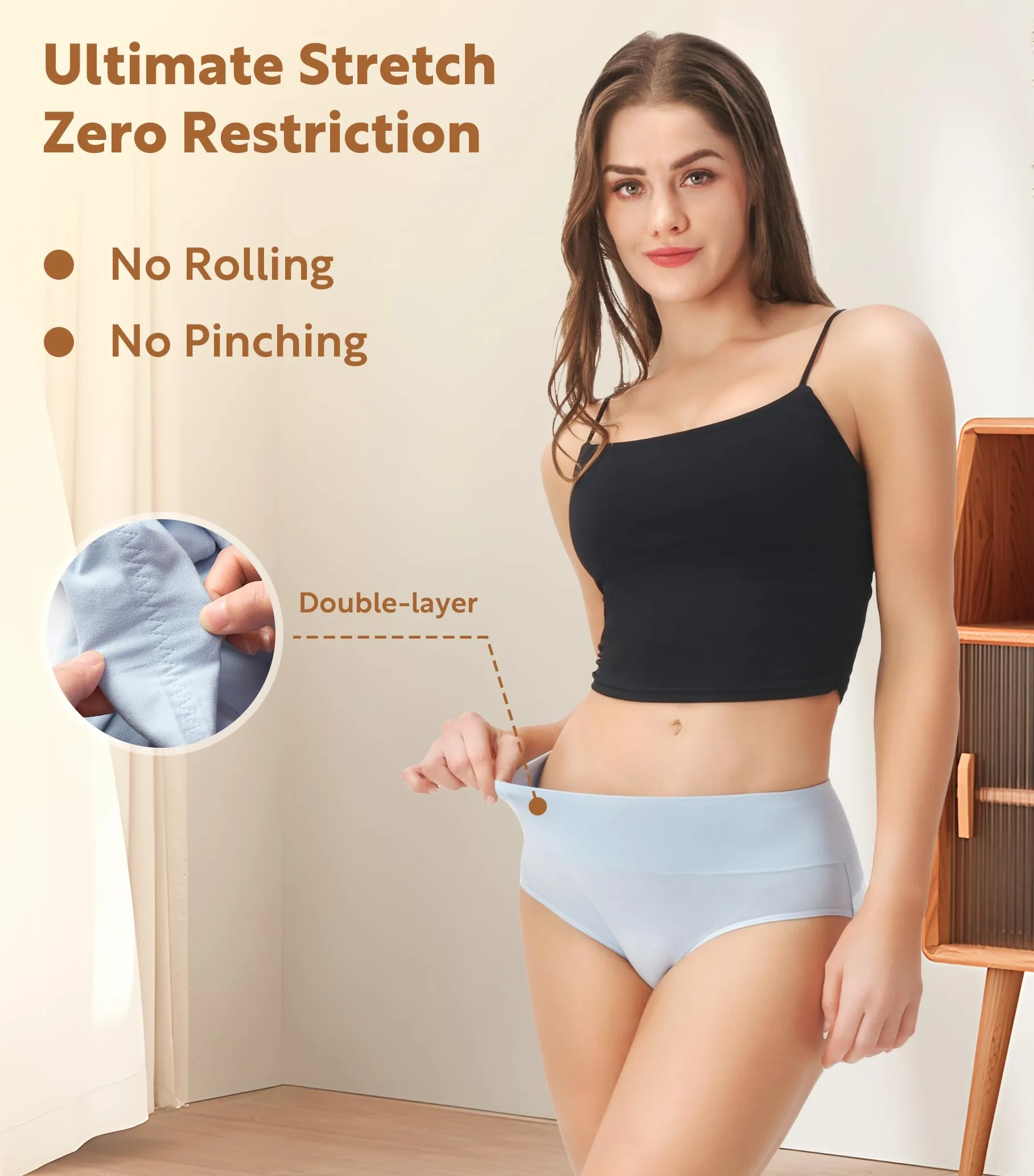 DAVID ARCHY Ropa interior de algodón de cintura alta para mujer, bragas con control de abdomen, cobertura completa, paquete de 4 unidades, talla regular y grande