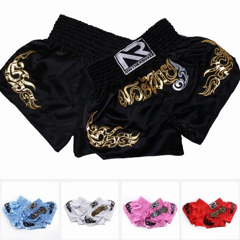 Pantalones cortos de kickboxing para mujer, para entrenamiento de Muay Thai, ropa de lucha MMA transpirable de poliéster con cintura elástica para boxeo y fitness