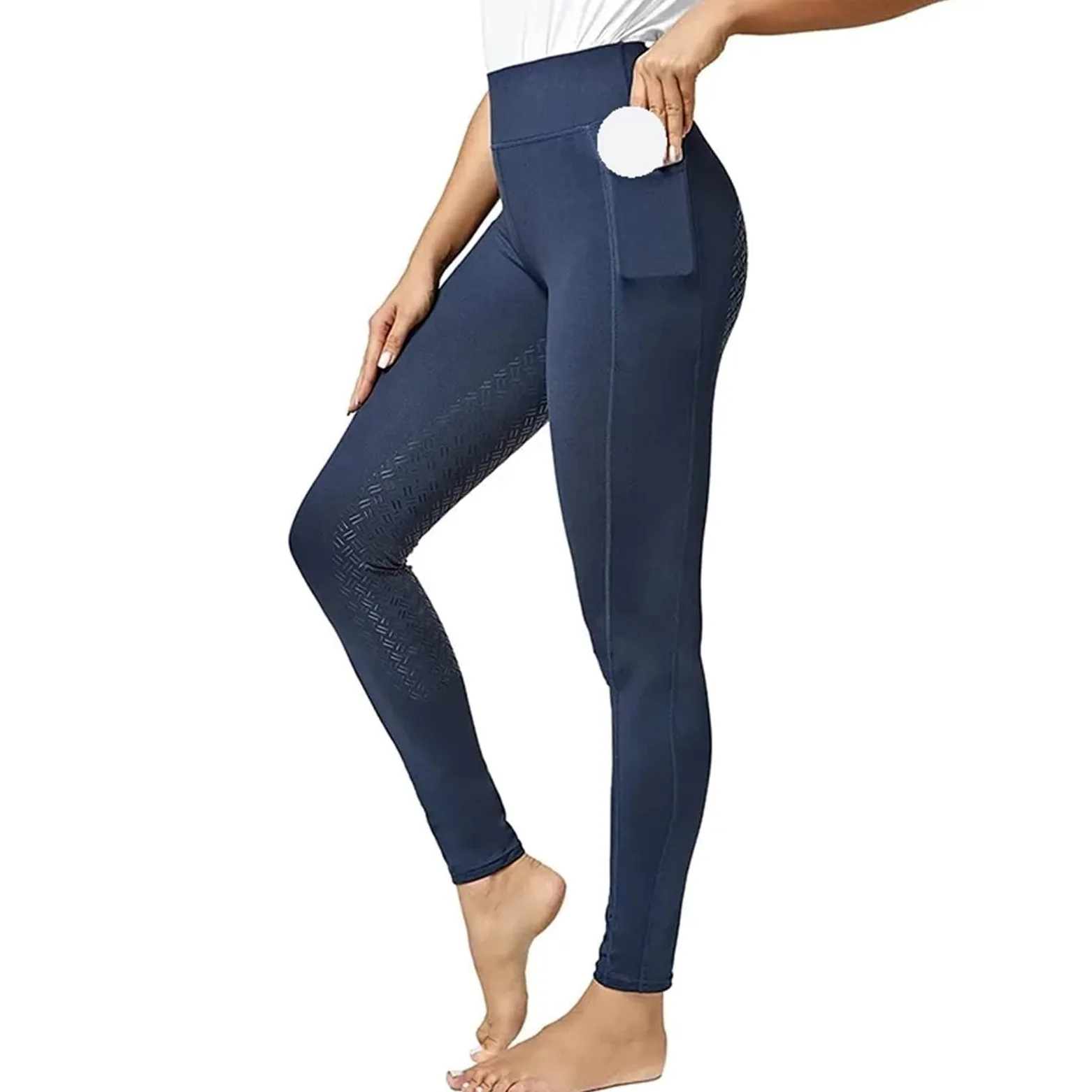 Mallas de montar for mujer, pantalones equitación silicona, ropa deportiva entrenamiento ecuestre Para Montar(Blue,L)