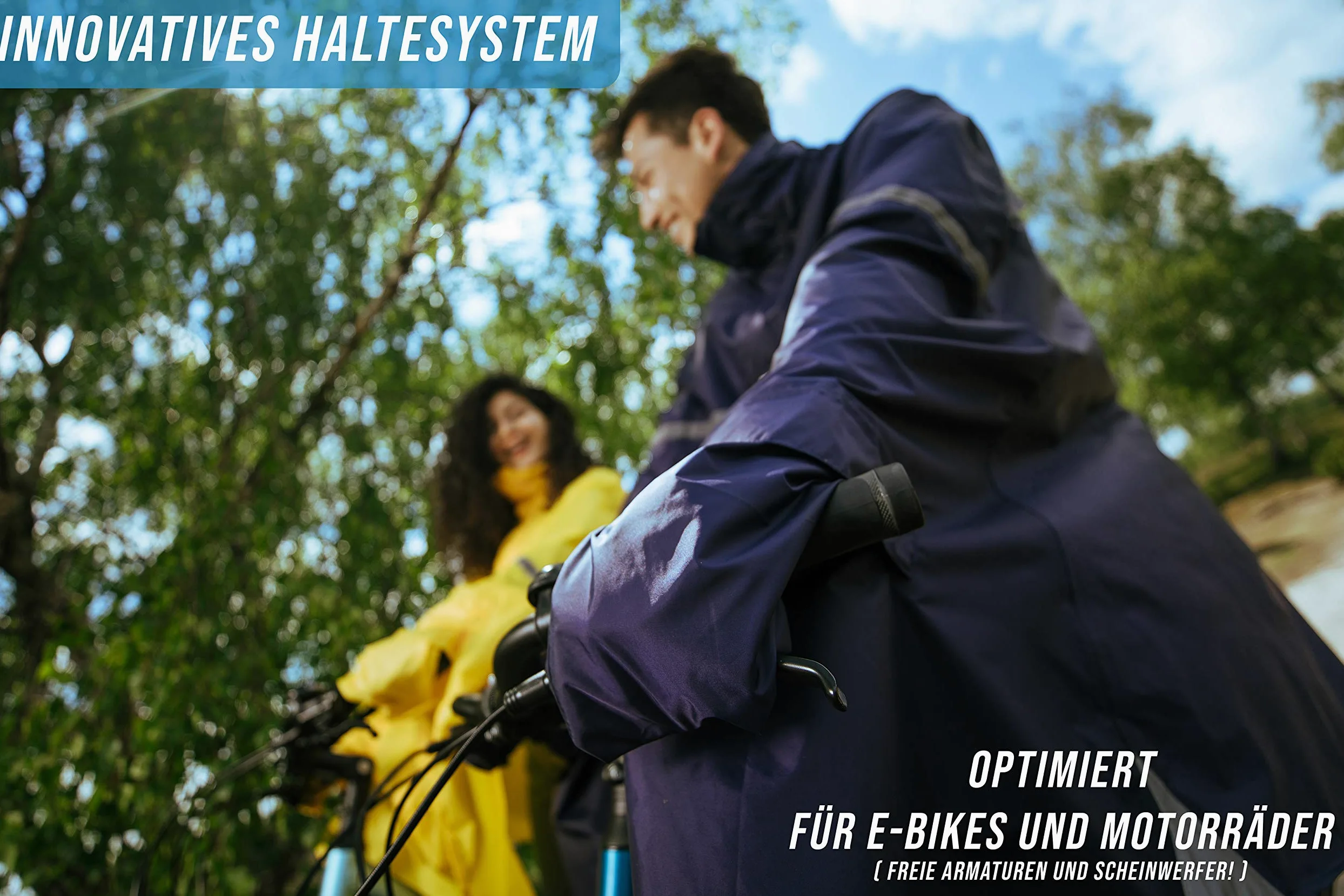 HOCK Poncho de lluvia premium con cremallera, ideal para bicicletas eléctricas y ciclomotores, poncho impermeable con reflectores, protección contra la lluvia para hombre y mujer, ropa impermeable de