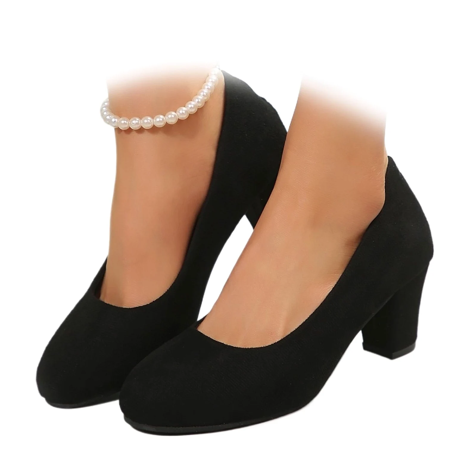 Tacones altos casuales con correa cruzada para mujer, tacones de bloque medio Mary Jane con correa al tobillo, zapatos de corte para mujer, zapatos de trabajo de apoyo cómodo, negro, 40 EU