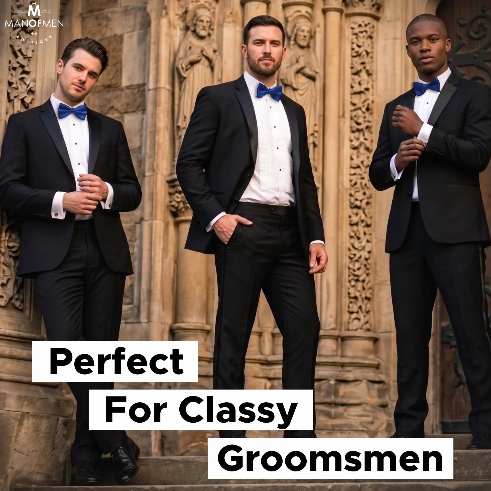 Man of Men Pajaritas para hombre preatadas formales, longitud ajustable, gran variedad de colores disponibles