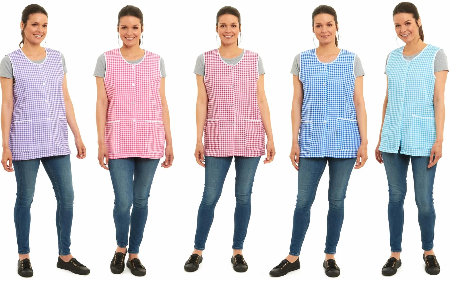 Delantal de cuadros para mujer, diseño de cuadros a través del diseño, con bolsillos delanteros, elegantes tabardos para mujer, delantales casuales para usar en el hogar, cocina, restaurantes