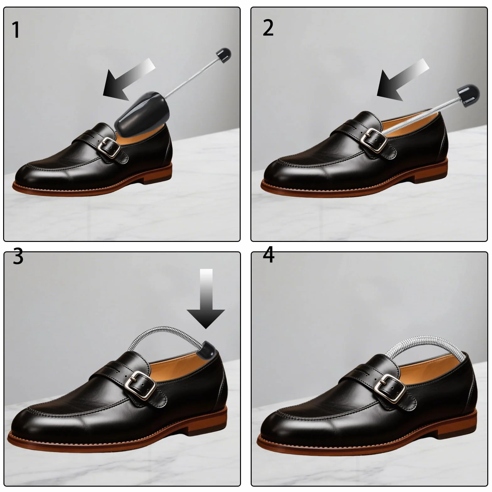 Set de 5 Pares Horma Zapatos Ajustable, Hormas de Plástico, Hormas Zapatos Hombre, Horma Zapatos Eu La Talla 39-47, Adecuado para Zapatos de Cuero y Zapatos Deportivos (Negro, Hombres)