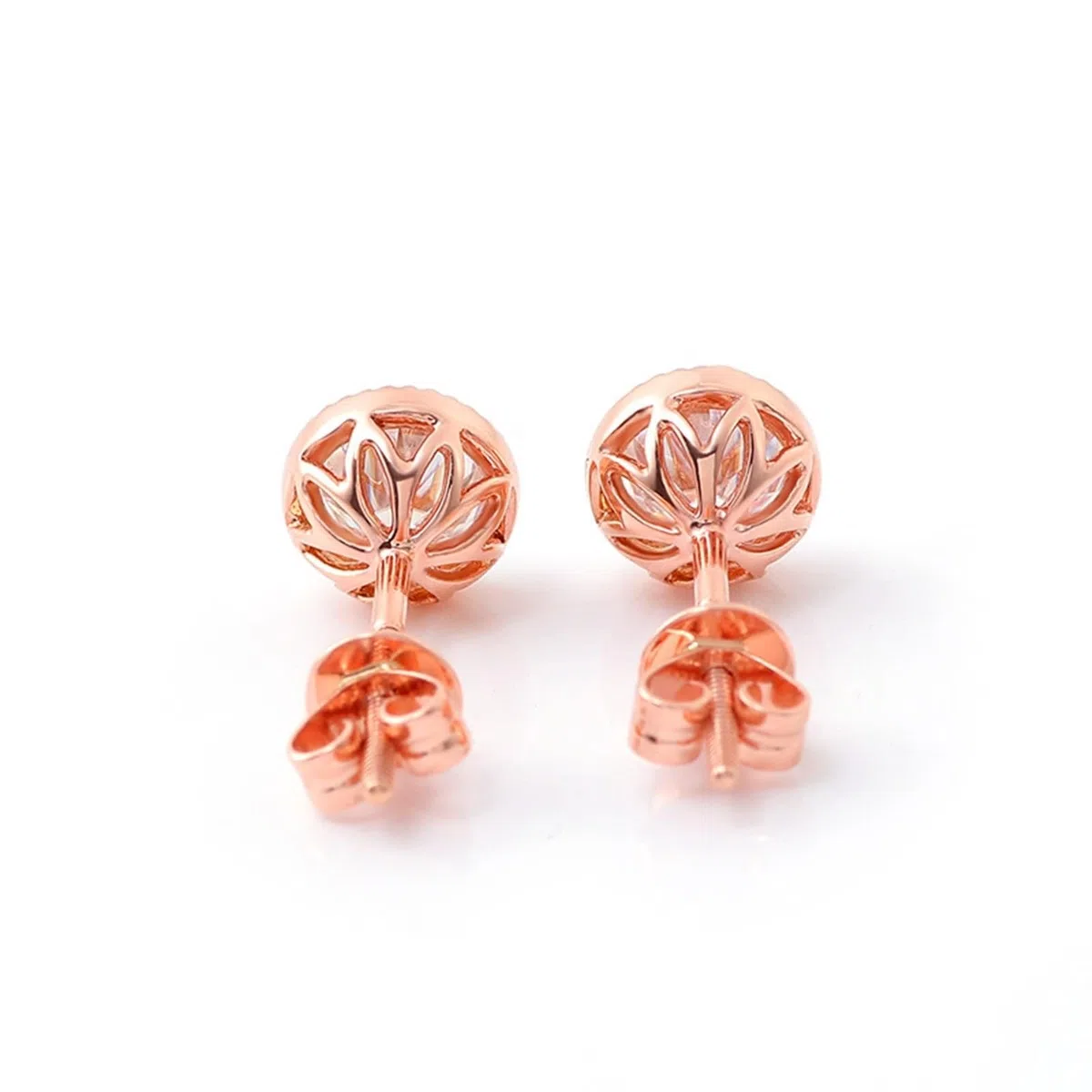 KnSam Pendientes de oro rosa de 9 K/14 K, joyas auténticas, pendientes clásicos de 1/2/3 ct moissanita, pendientes para niña Au375/585, oro rosa