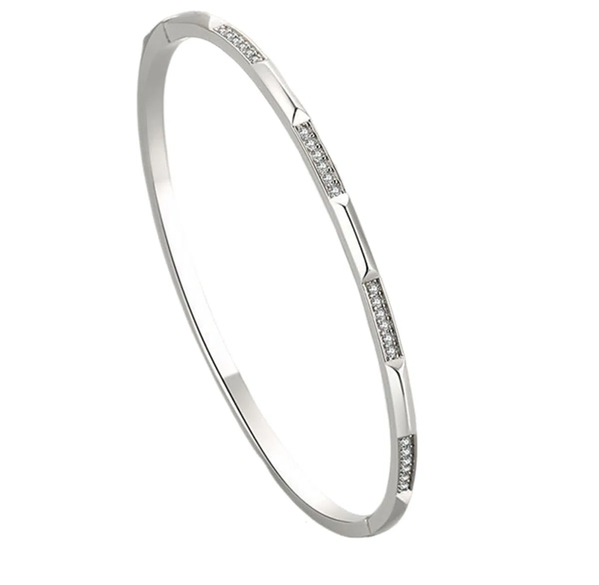 Pulsera Oro Blanco 9K / 14K / 18K Mujer, Redondo con Diamante, Cadena Extensible 16 CM + 5 CM, Pulseras de Mujer Ajustable Plata