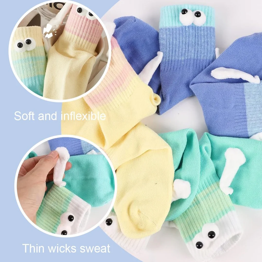de calcetines magnéticos divertidos,Mediano Tubo Calcetines, calcetines 3d mano en la mano para mujeres hombres, par unisex divertido con las manos, calcetines para pareja